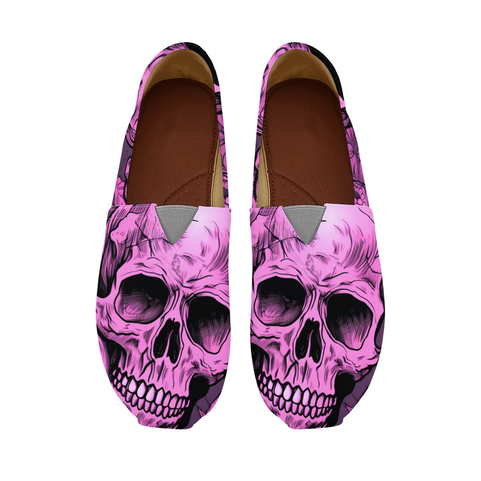 Trendy Pink Skull Print Casual Shoes for Women - Comfortable Slip-On Sneakers for Streetwear, Gothic Fashion & Everyday Wear