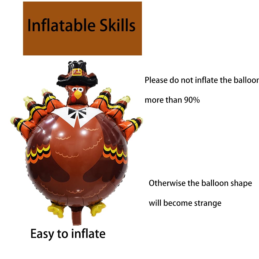 3pcs Large Thanksgiving Turkey Balloons - Fall Harvest Party Decorations for Thanksgiving, Birthday, and Harvest-Themed Celebrations - Perfect for Home, Office, and Outdoor Party Decor