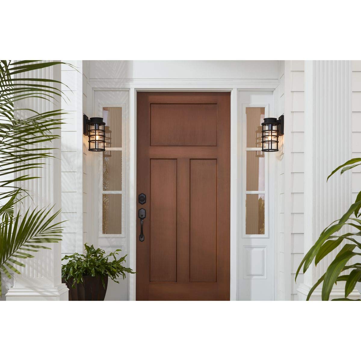 Progress Lighting Port Royal Collection 1-Light Clear Glass Farmhouse Outdoor Wall Lantern Light in Textured Black - Perfect for Porch, Patio, Garden & Entryway Lighting