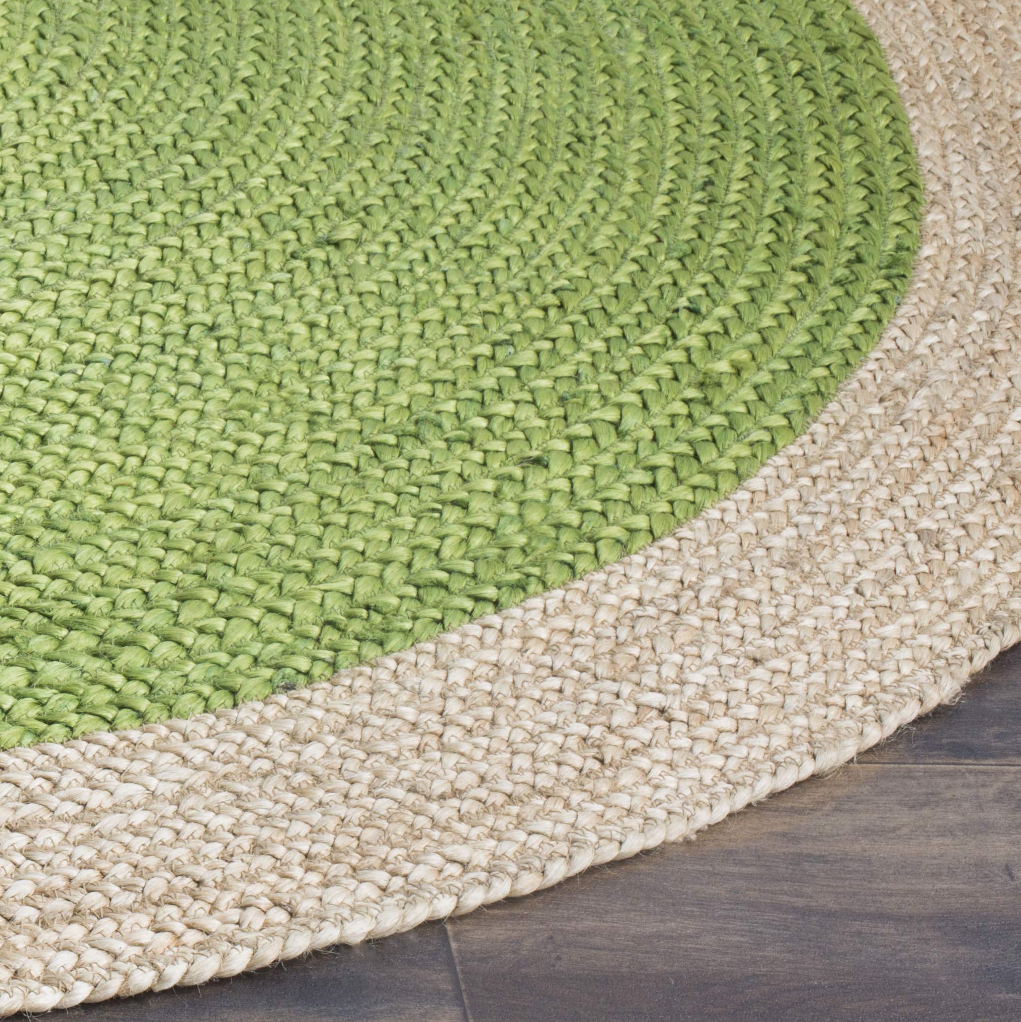 SAFAVIEH Handmade Boho Braided Jute Area Rug - 10' Round Natural Fiber Rug in Green (NF801G) - Perfect for Living Room, Bedroom, or Boho Chic Home Decor