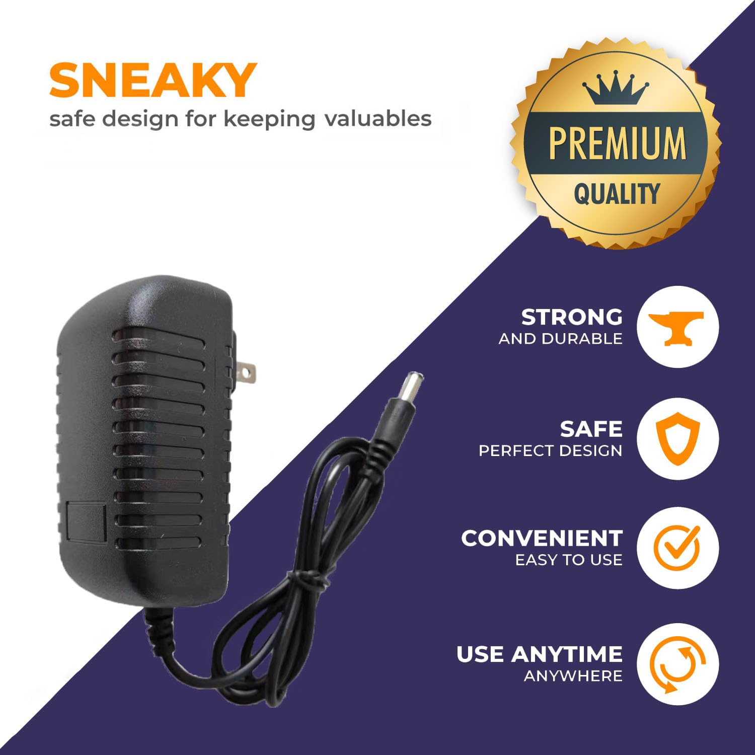 Secret Stash Charger Diversion Safe - Realistic Laptop Charger with Hidden Storage Compartment | Secure Cash, Jewelry & Valuables | Perfect for Travel, Home Security & Emergency Hideouts