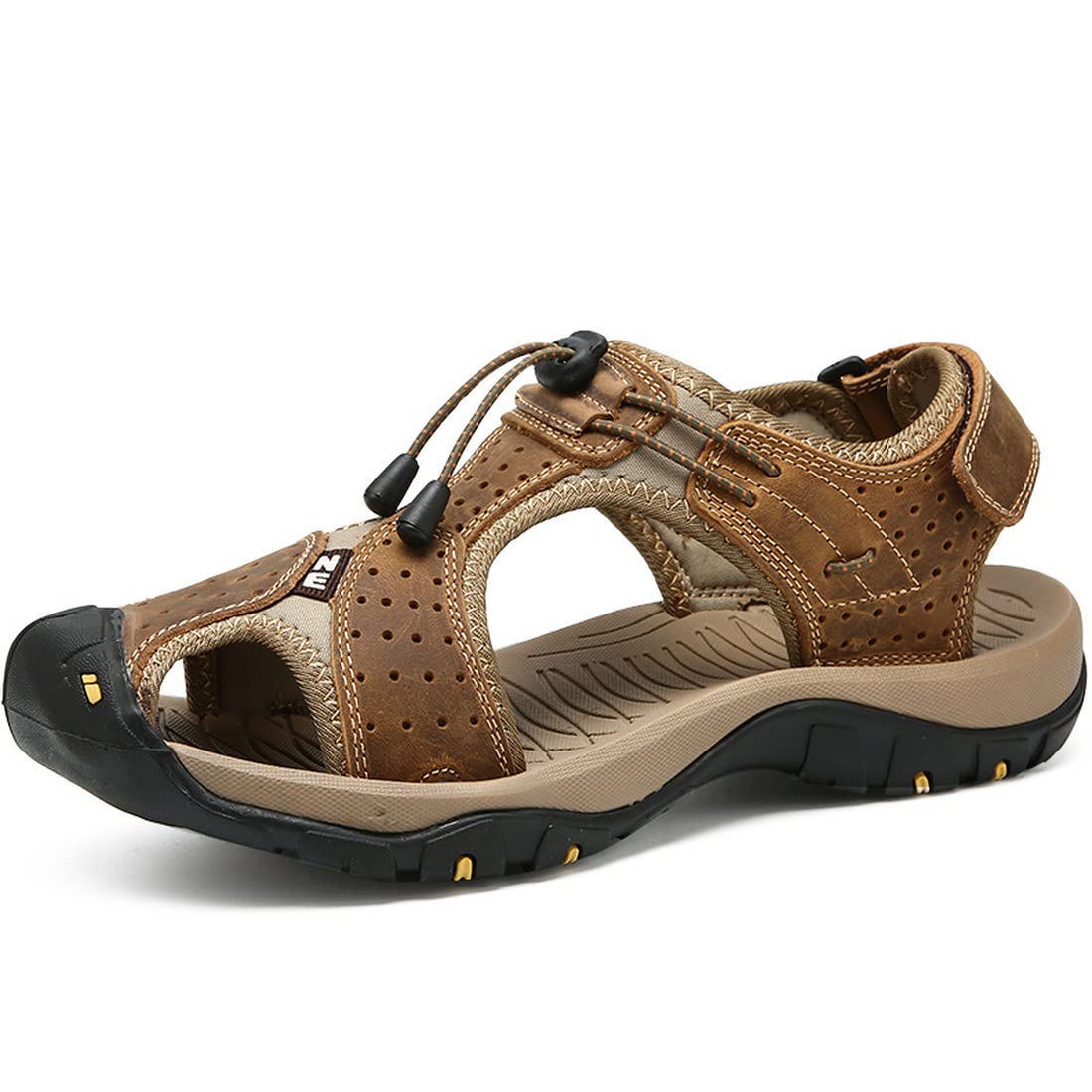 CHENSAN Men's Hiking Sandals - Breathable Leather Walking Shoes for Beach, Water Sports & Outdoor Adventures | Lightweight Comfortable Waterproof Sandals for Hiking, Travel & Summer Activities