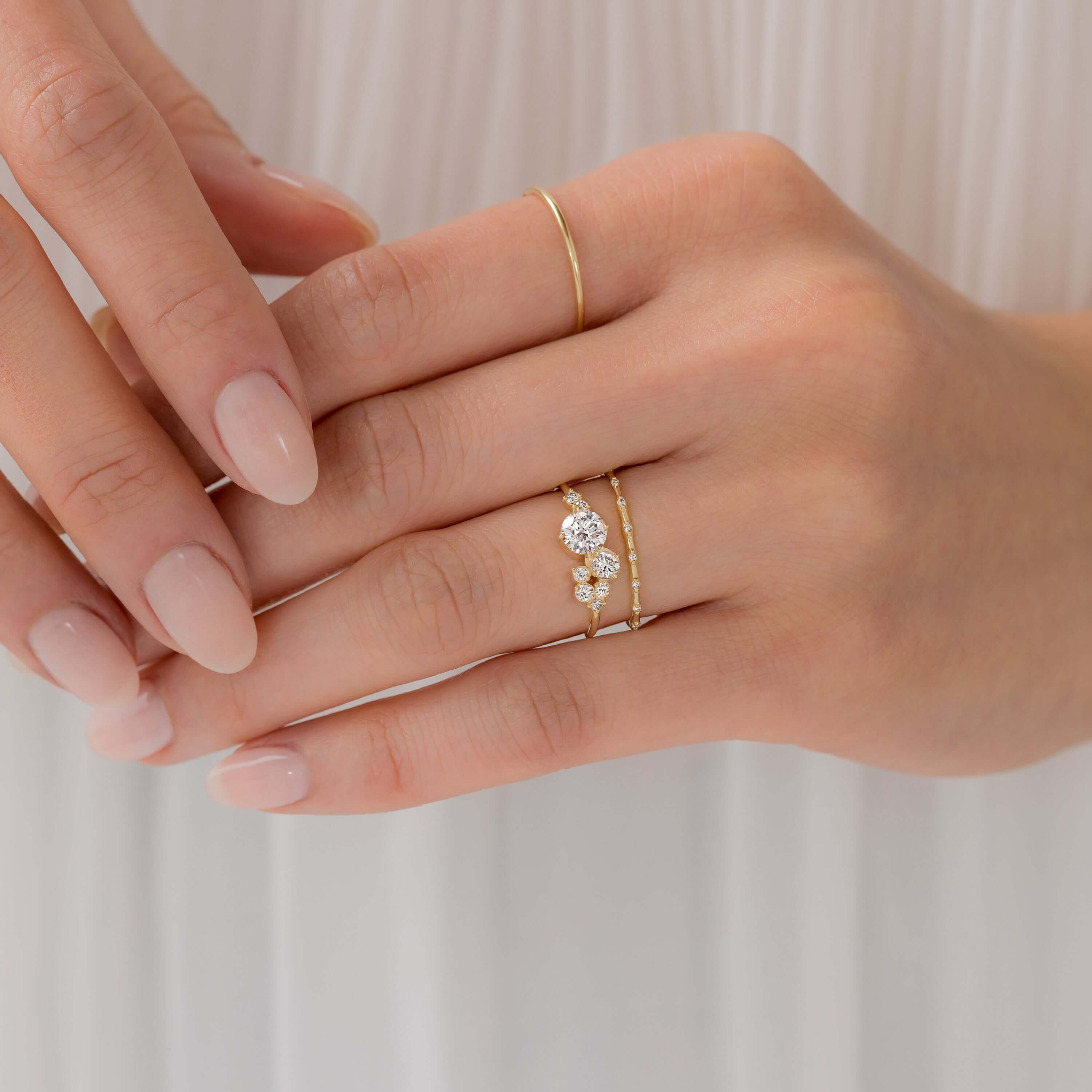 Exquisite Diamond Indie Ring for Women - 14K Gold Solitaire Engagement Band - Perfect for Proposals, Anniversaries & Special Occasions