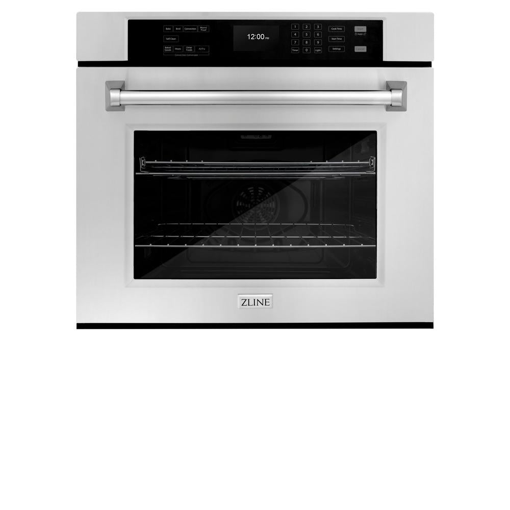 ZLINE 30 Inch Stainless Steel Professional True Convection Wall Oven with Air Fry & Self-Clean - Perfect for Home Chefs & Modern Kitchens (WAS 30)
