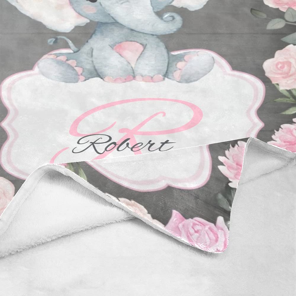 Personalized Pink Rustic Elephant Baby Blanket - Custom Name Fleece Blanket for Boys & Girls - Super Soft 30x40 Inch Nursery Blanket - Perfect for Baby Showers, Birthdays & Nursery Decor