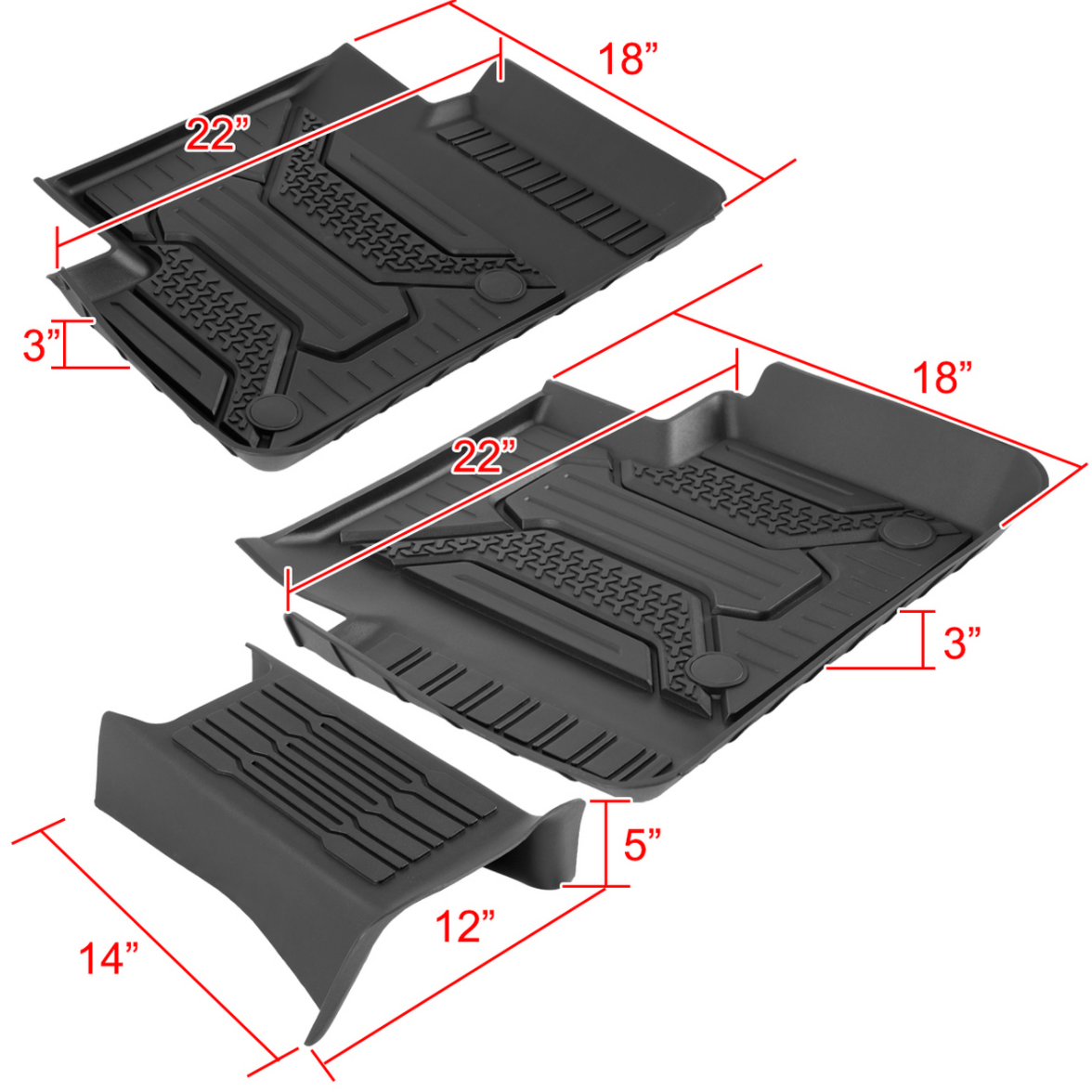 2016-2021 Honda Civic All-Weather Floor Mats - 5PC Set of TPE Injection Molded Front & Rear Floor Liners - Perfect for Daily Commuting, Road Trips & Weather Protection