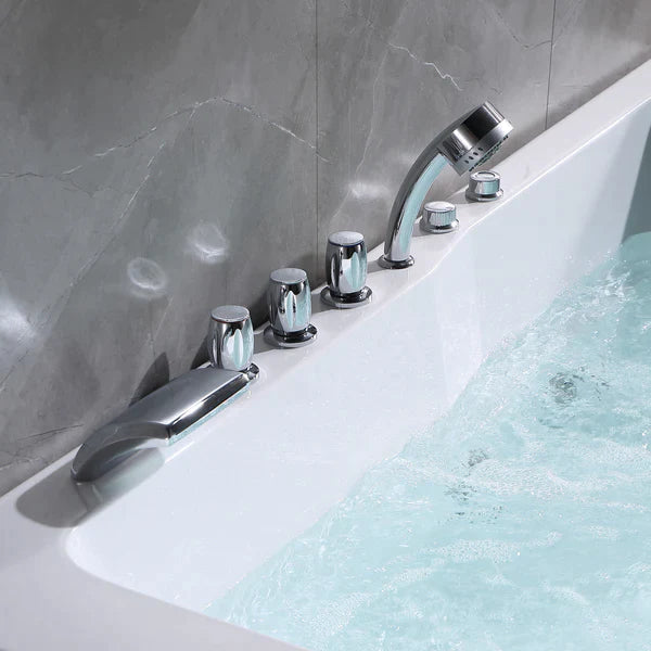 Empava 71 Inch 2-Person Luxury Jetted Hydromassage Bathtub with Chromotherapy - 71JT667B Model - Perfect for Master Bathroom Relaxation and Spa-Like Experience at Home