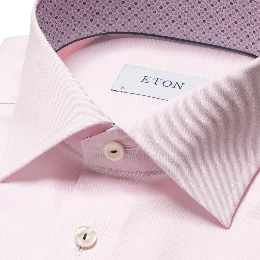 ETON Men's Geometric Twill Long Sleeve Dress Shirt - Classic Fit, Single Cuff, Pink - Perfect for Office, Business Meetings & Formal Occasions