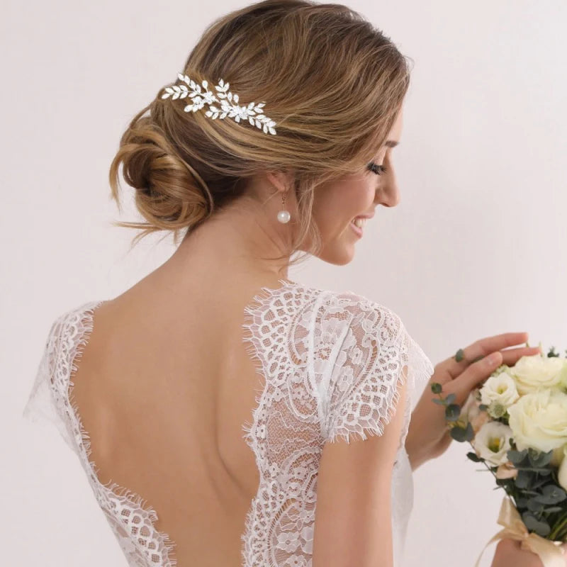 Elegant Gold Hair Comb with Crystals for Brides - Wedding Hair Accessories for Bridal Party, Prom & Special Occasions