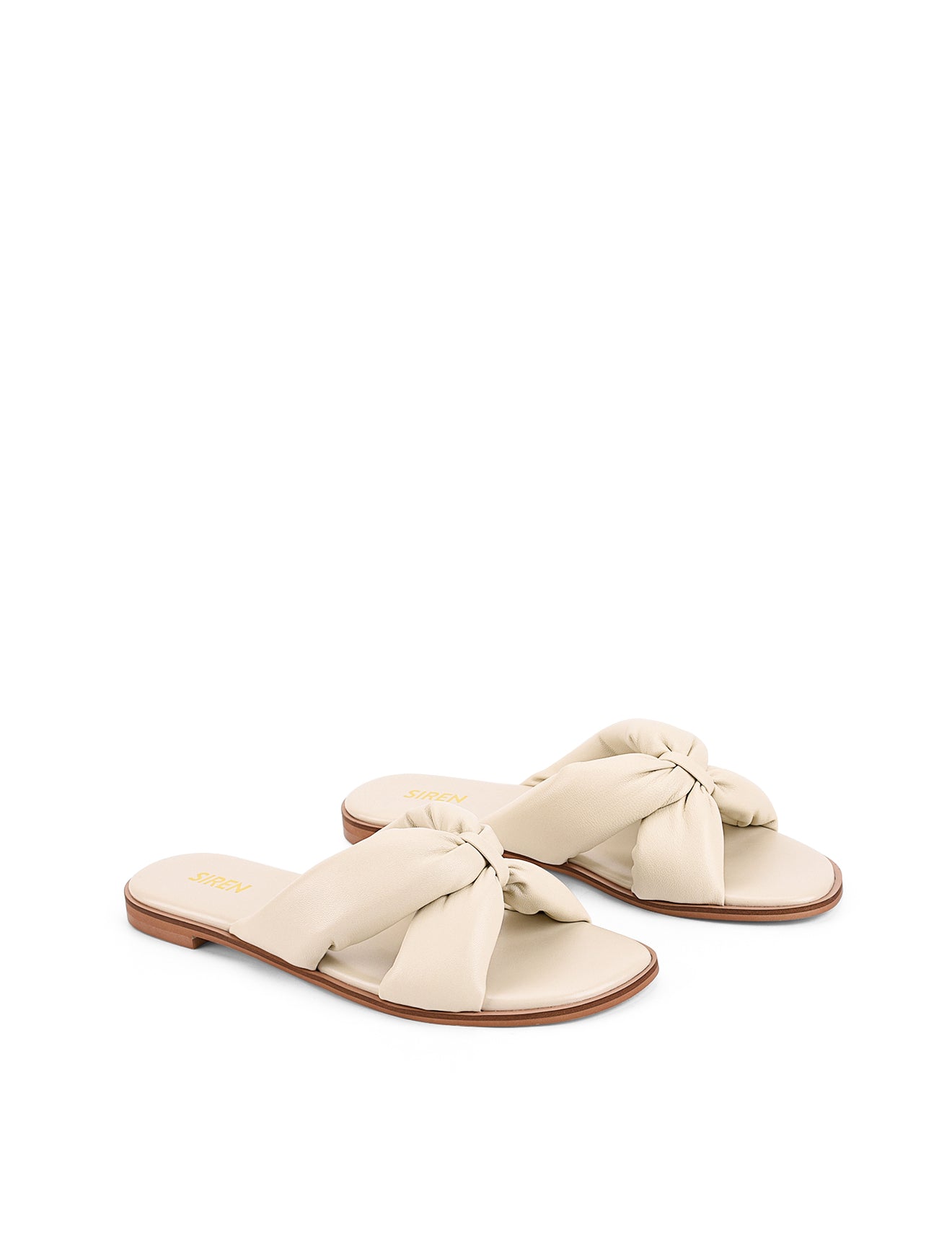 Madeline Beige Leather Flat Slides for Women - Comfortable Summer Sandals for Beach, Pool, and Casual Wear