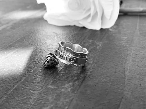 Jewish Wedding Ring for Women - Sterling Silver Hebrew Spinner Ring with Wide Hammered Band | Perfect for Engagements, Anniversaries & Spiritual Gifts