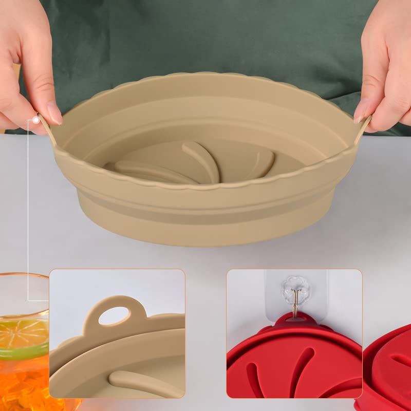 2-Pack Reusable Silicone Air Fryer Liners - 7.87 Inch Round Non-Stick Basket for Cooking, Baking & Frying | Foldable Microwave & Oven Safe Accessories | Perfect for Chicken Wings, French Fries & Healthy Meals