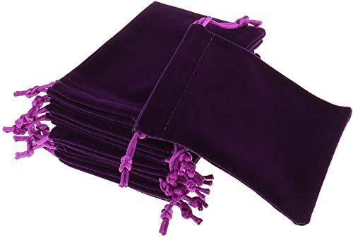 10-Piece Purple Velvet Drawstring Gift Bags (10x12cm) - Elegant Wedding Favors, Party Favor Pouches, Christmas Gift Bags for Jewelry, Candies & Small Keepsakes - Breathable Storage Solution for Events & Travel