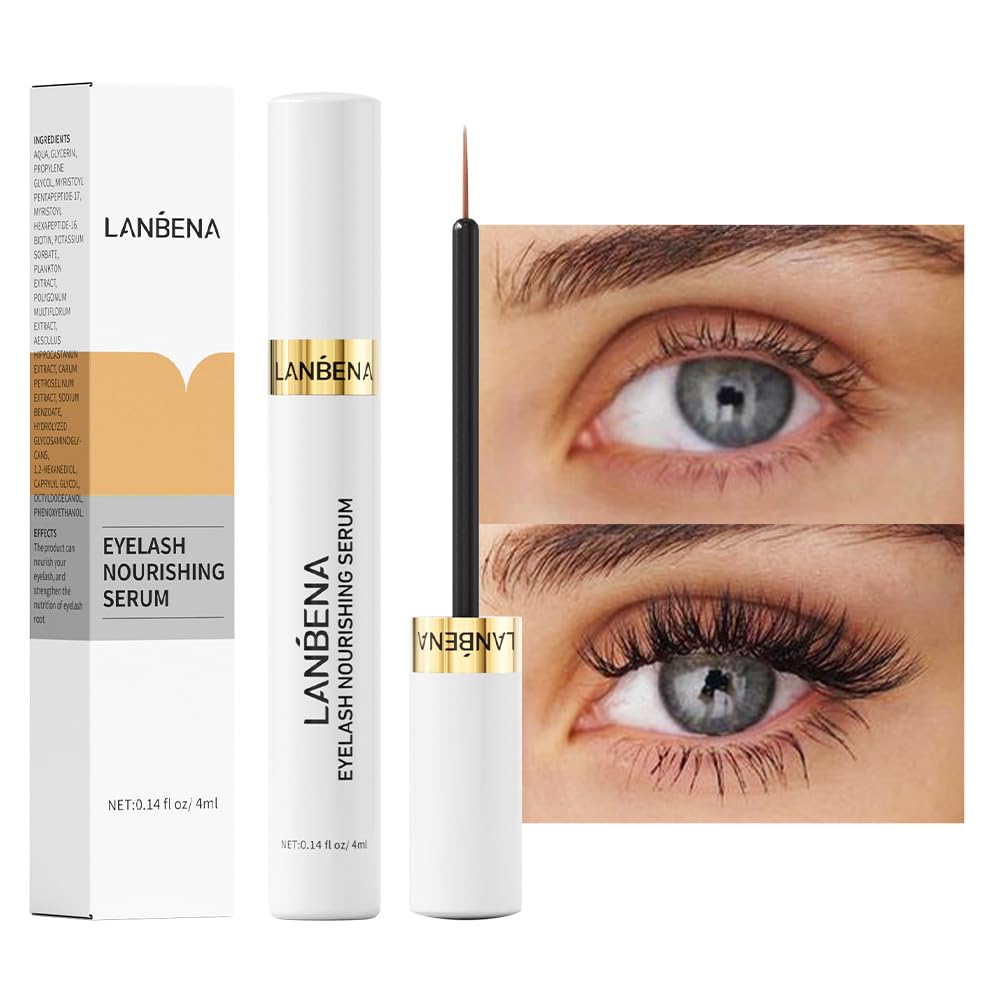 LANBENA Eyelash & Eyebrow Growth Serum - Advanced Hypoallergenic Lash Treatment for Longer, Thicker Lashes & Brows (0.14 Fl Oz) - Perfect for Daily Use & Special Occasions