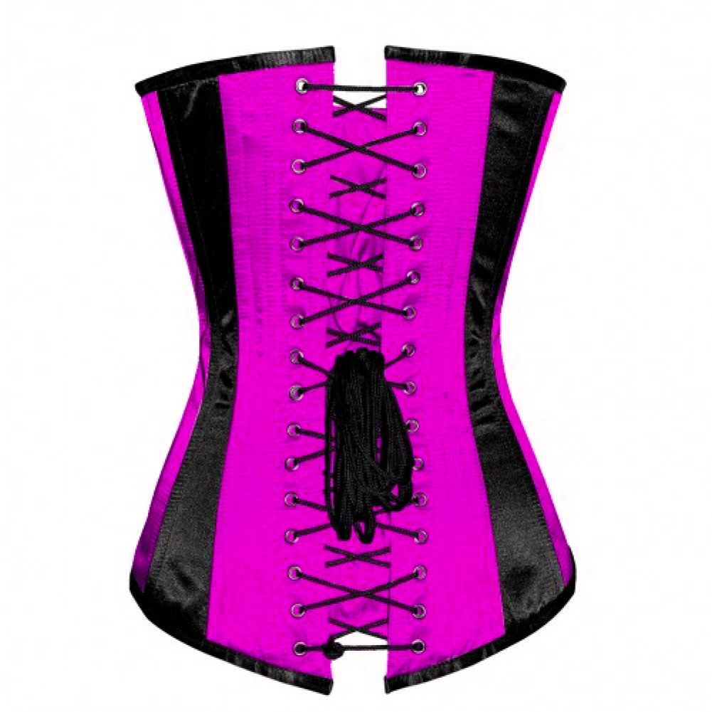 Gothic Burlesque Corset - Purple & Black Satin Overbust Longline Corset for Halloween, Cosplay & Lingerie | Perfect for Costume Parties, Burlesque Shows & Vampire-Themed Events