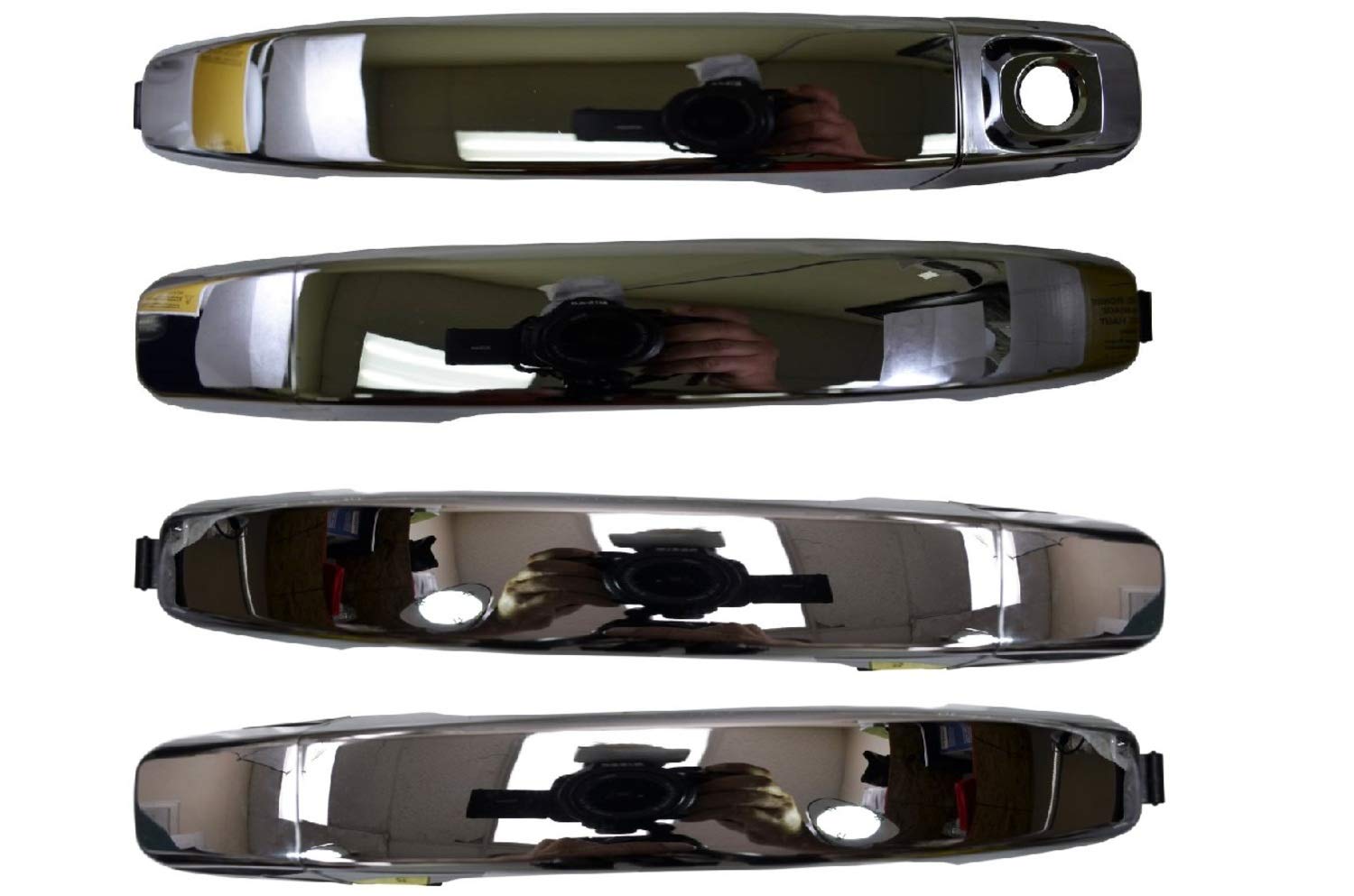 GM-3566M-QPK Chrome Exterior Door Handle Set of 4 - Front Right, Front/Rear Left/Right - No Keyhole - Compatible with Various Car Models - Perfect for DIY Auto Repair & Replacement