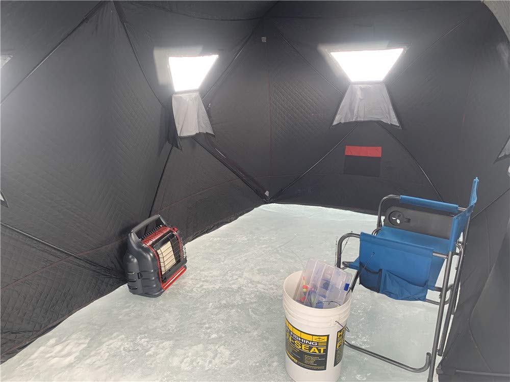 THUNDERBAY Ice Cube Series Pop-Up Hub-Style Ice Fishing Shelter - 68-112 Sq Ft Fishable Area, Portable 6-8 Person Ice Shanty for Winter Fishing | Perfect for Family Outings & Ice Fishing Adventures