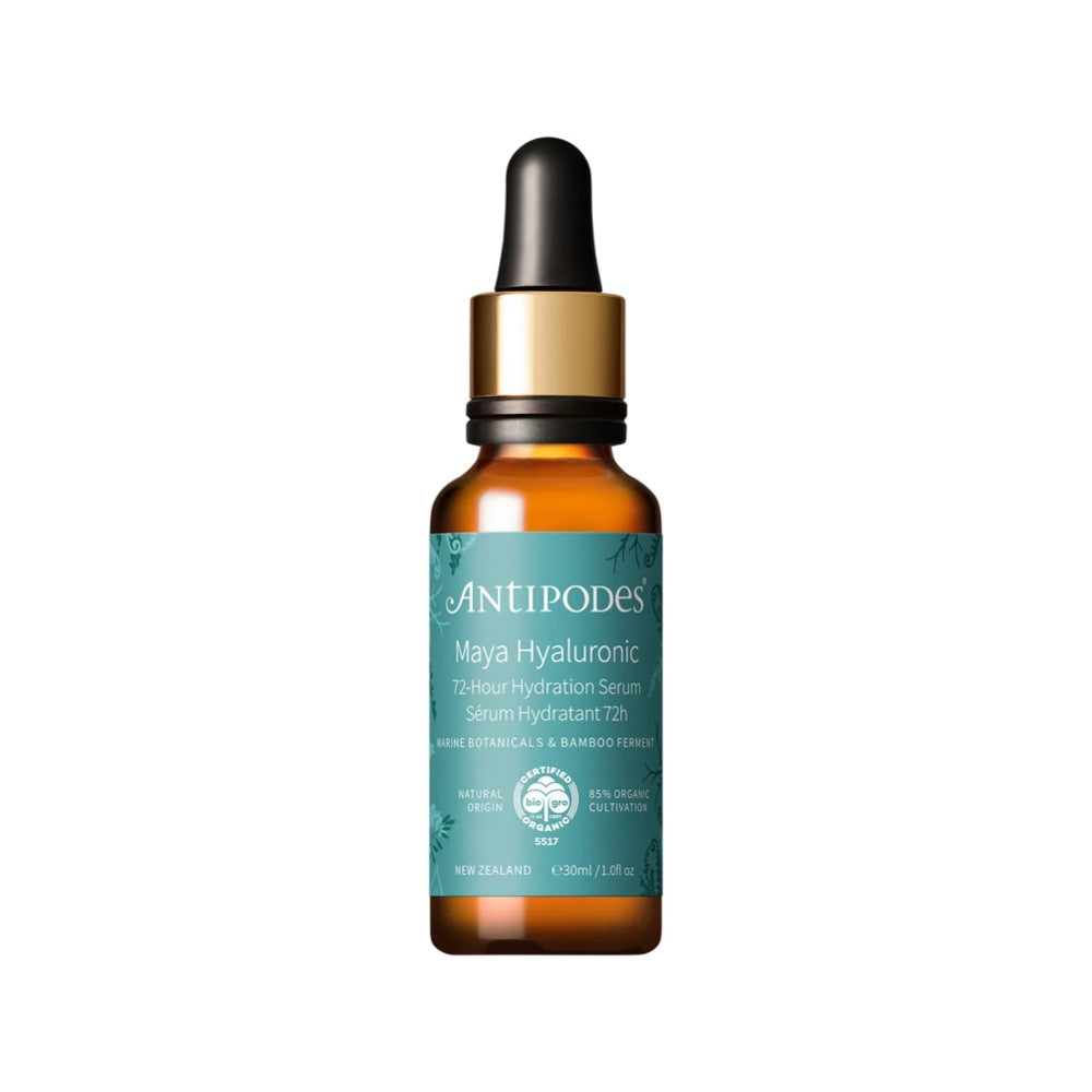 ANTIPODES Maya Hyaluronic 72-Hour Hydration Serum 30ml - Deep Moisturizing Face Serum for Dry Skin, Anti-Aging Skincare - Perfect for Night Routine & Daily Hydration