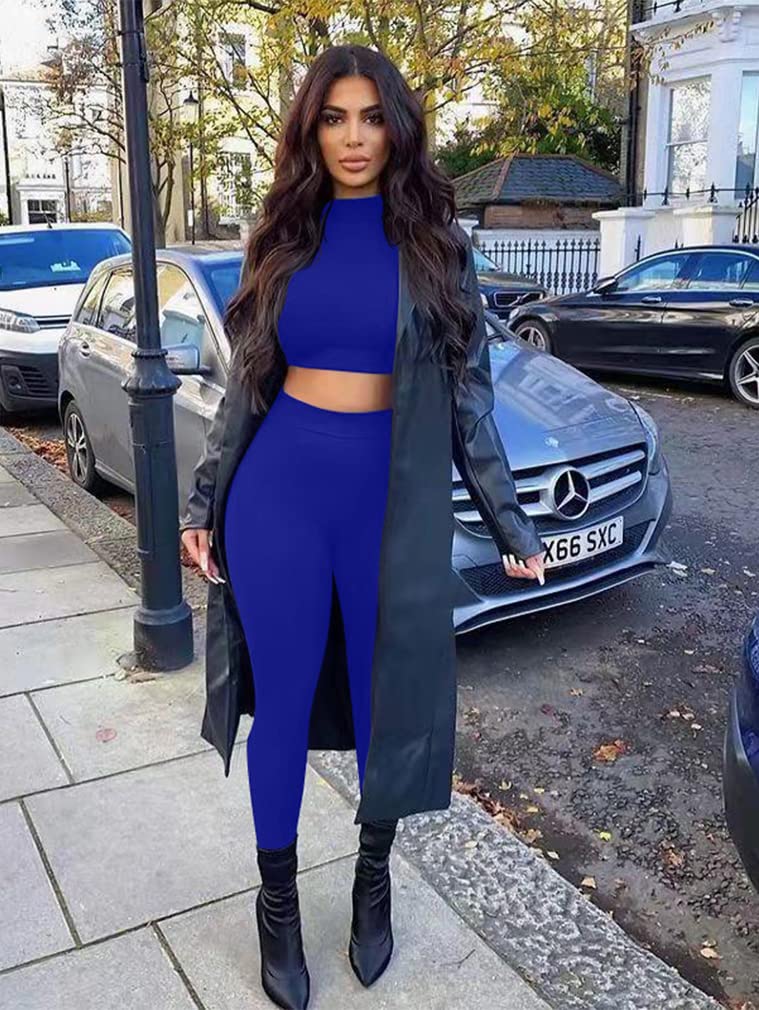GOKATOSAU Women's Sexy 2 Piece Outfits - Long Sleeve Crop Top & High Waist Pants Set | Clubwear, Party Jumpsuit, Night Out Fashion | Perfect for Clubbing, Date Night & Special Occasions