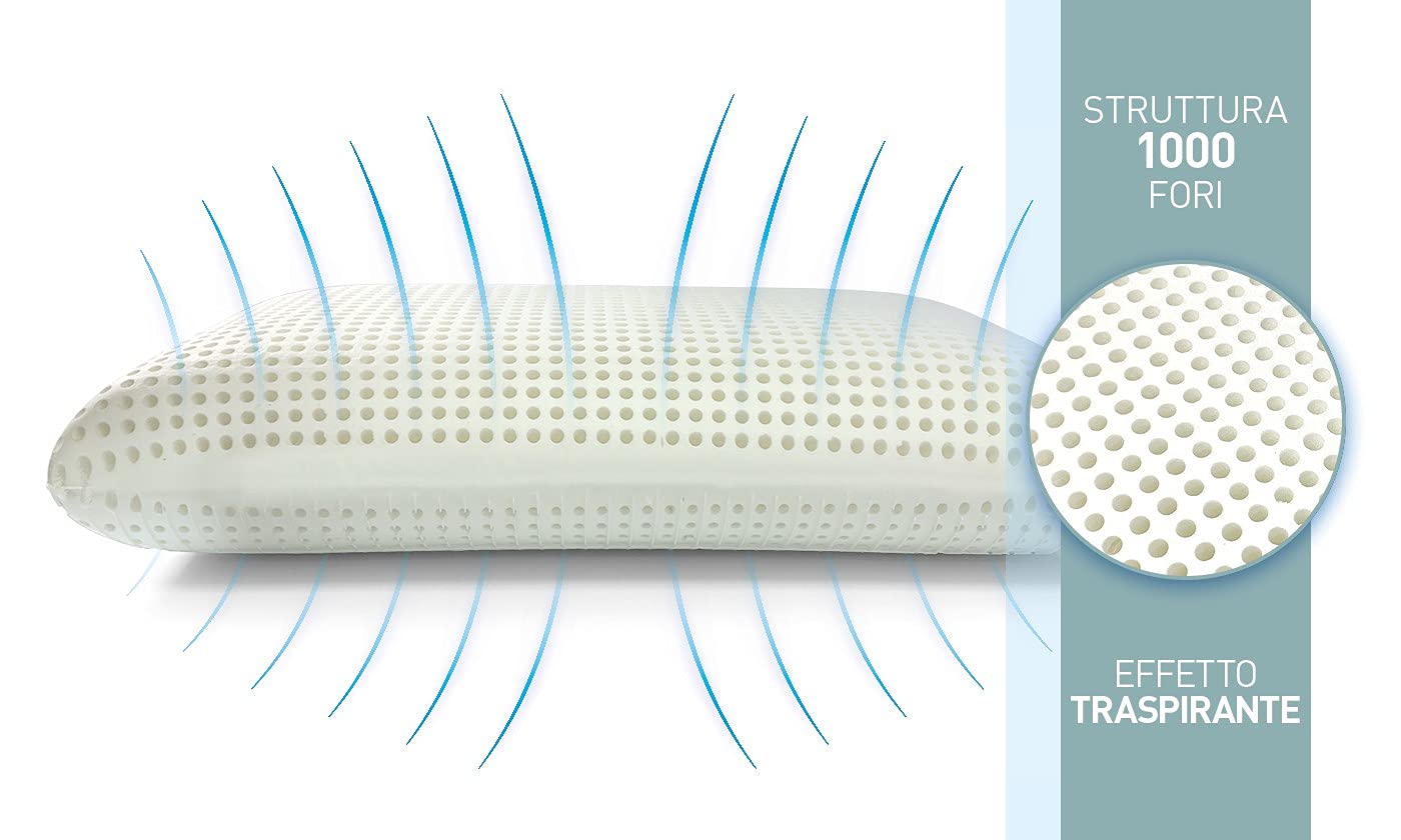 Talamo Italia Set of 2 Ergonomic Soap Pillows - 100% Italian Made Perforated Memory Foam, Hypoallergenic & Breathable Bed Pillows (70x40x16cm) - Perfect for Back Pain Relief & Side Sleepers
