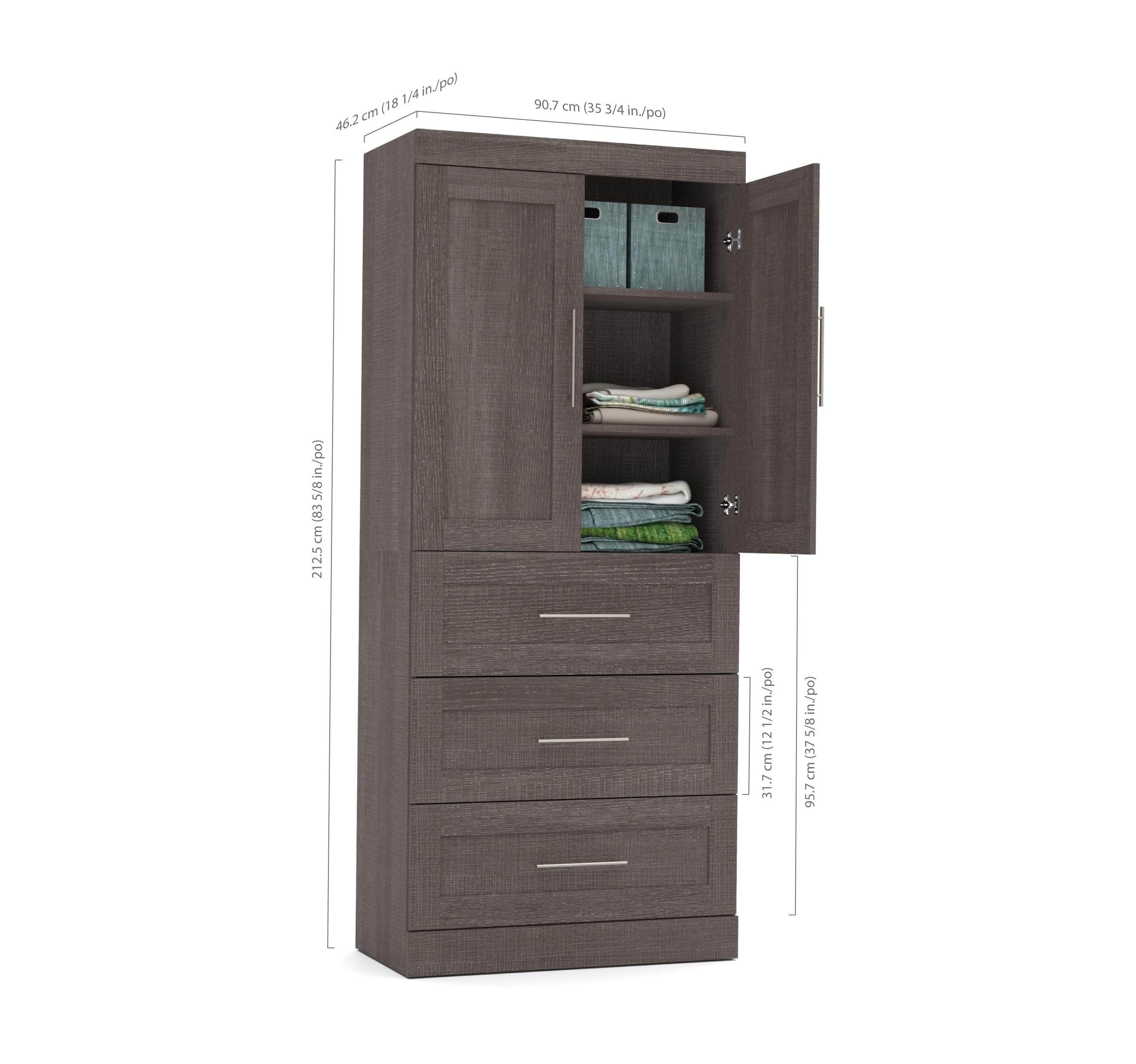 36W Wardrobe with 3 Drawers - 5 Color Options for Bedroom, Closet & Storage Organization | Space-Saving Furniture for Small Apartments
