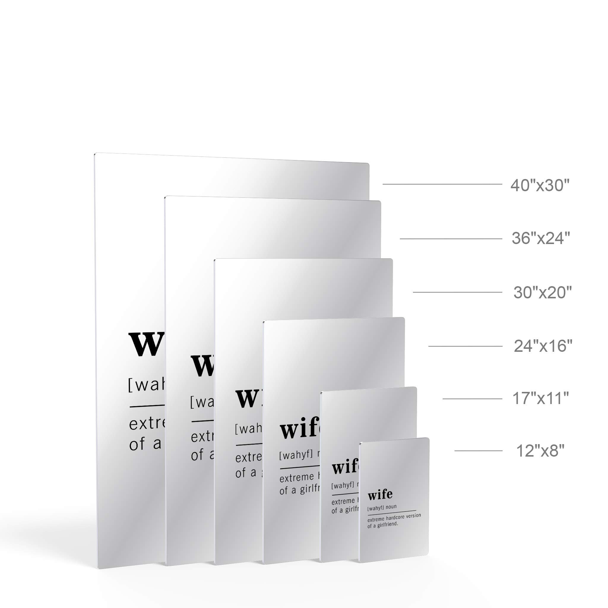 Funny Noun Dictionary Definition of Wife Metal Print - Inspirational Quote Sign for Office, Living Room, Bedroom & Bathroom - Ready to Hang Wall Art Home Decor (40x30, Made in USA) - Perfect Gift for Anniversaries & Housewarming Parties
