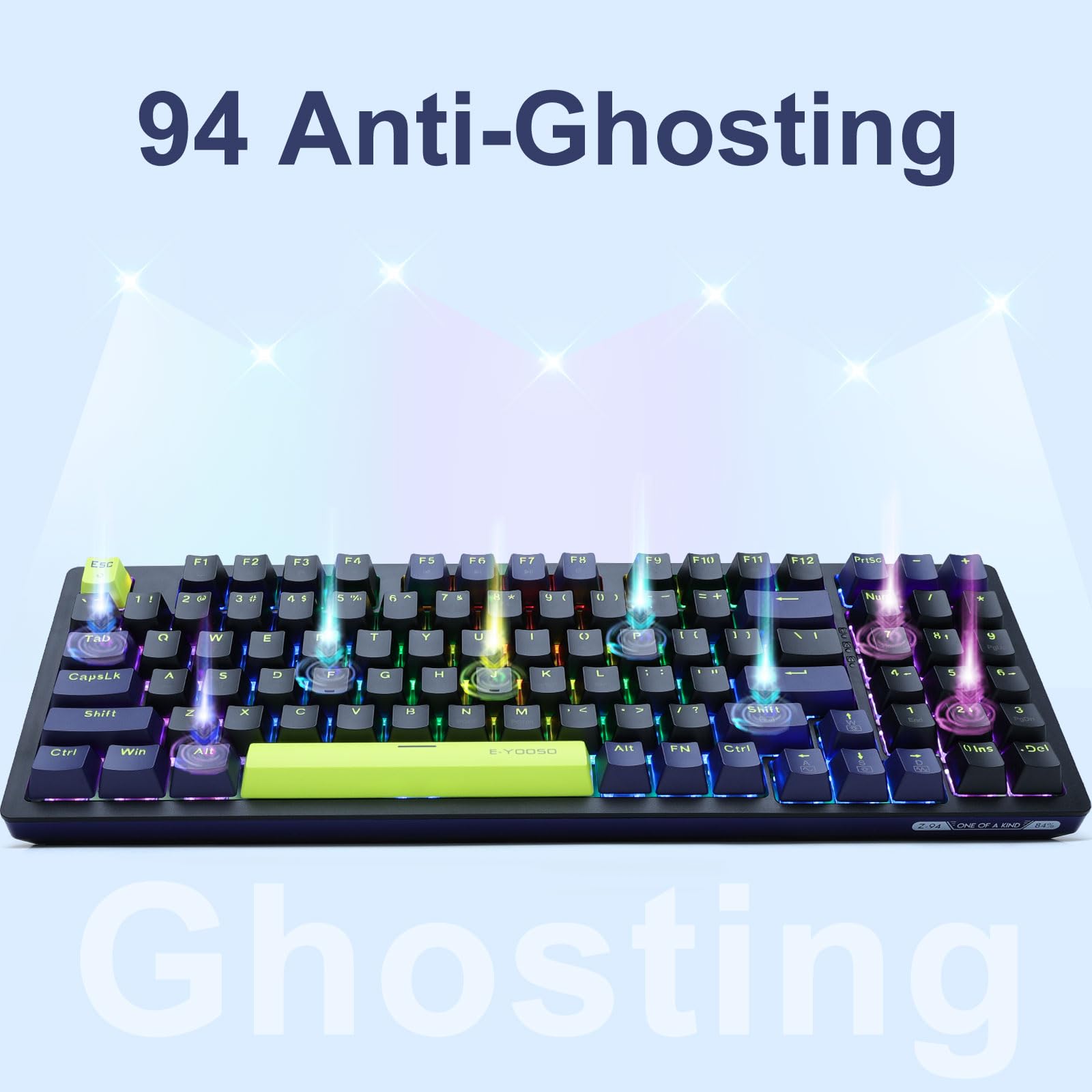E-YOOSO Z-94 Mechanical Gaming Keyboard with Rainbow Backlit - 94 Key Compact Keyboard for PC, Mac, Laptop - Red Switches for Fast Typing & Gaming - Perfect for Office Work, Esports & Streaming