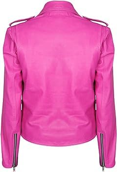 BLS Women's Genuine Lambskin Leather Motorcycle Jacket - Hot Pink Belted Slim Fit Biker Jacket for Ladies | Brando Style Streetwear | Perfect for Riding, Night Out & Fashion Statement