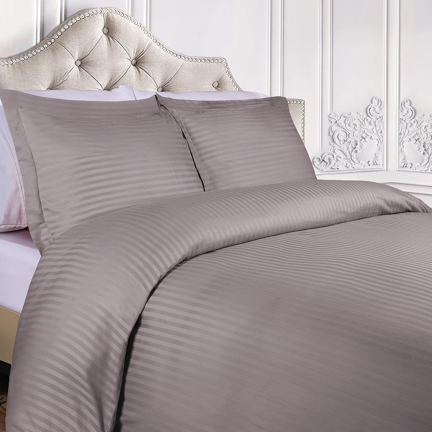 Premium Egyptian Cotton 300 Thread Count Duvet Cover Set - Soft Luxury Bedding for Master Bedroom & Guest Room (Queen/King Size) | Breathable & Wrinkle-Resistant for All-Season Comfort
