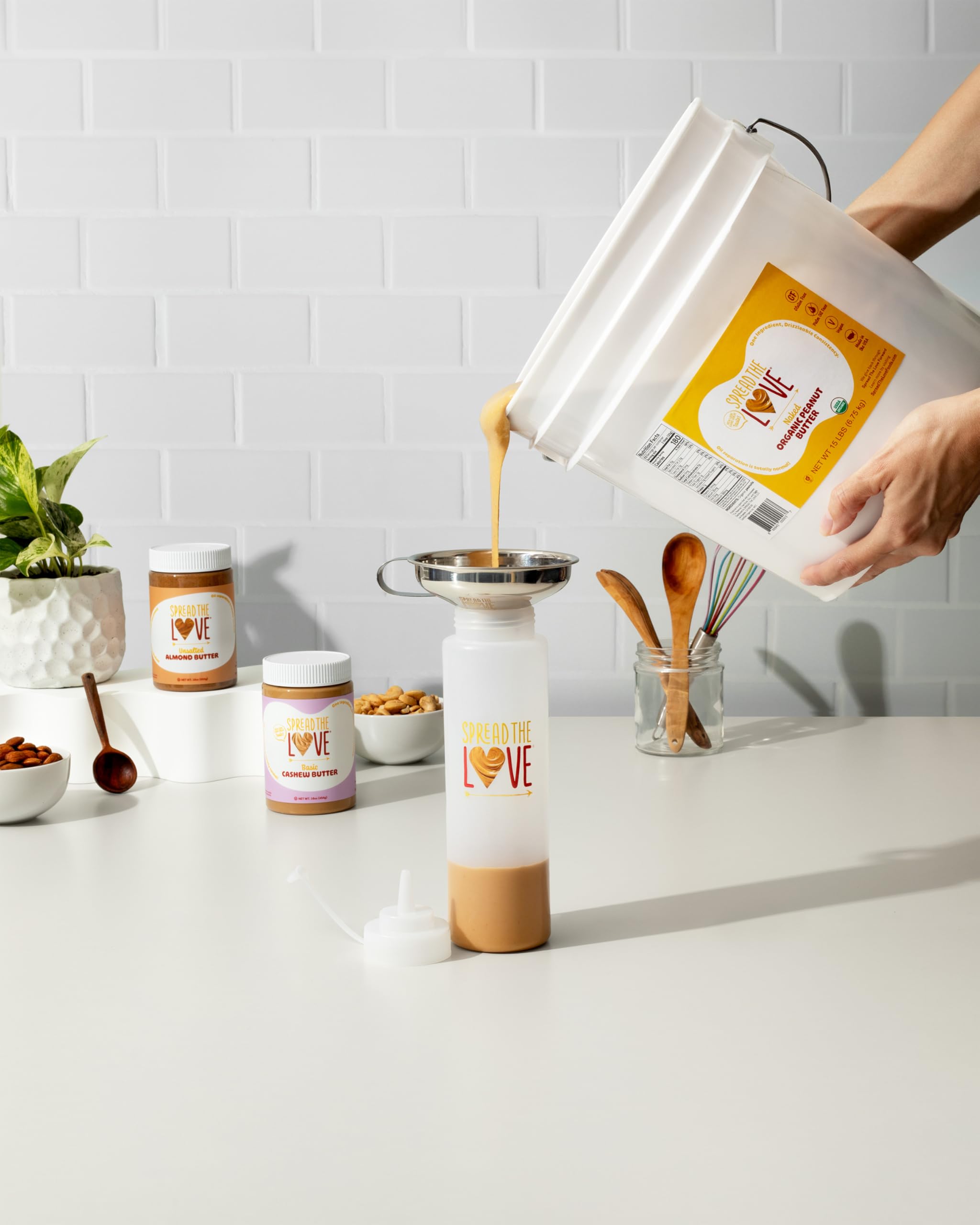 Organic NAKED Peanut Butter - All Natural, Vegan, Gluten-Free, Creamy & Dry-Roasted (No Added Salt, Sugar or Palm Oil) - 15 lb Bulk Jar - Perfect for Smoothies, Baking & Healthy Snacks