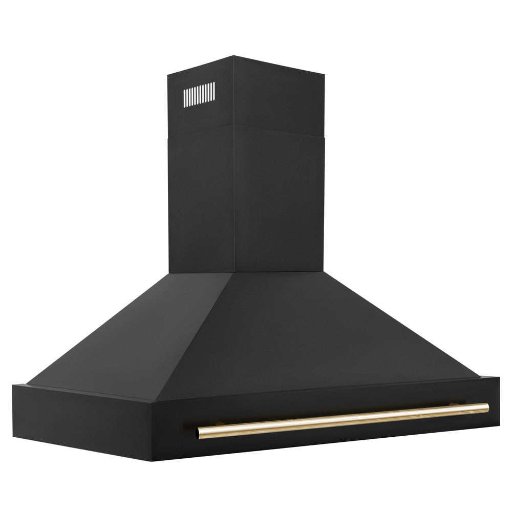 ZLINE Autograph Edition 48 Inch Black Stainless Steel Range Hood with Handle (BS655Z 48) - Professional Kitchen Ventilation for Modern Homes & Restaurants