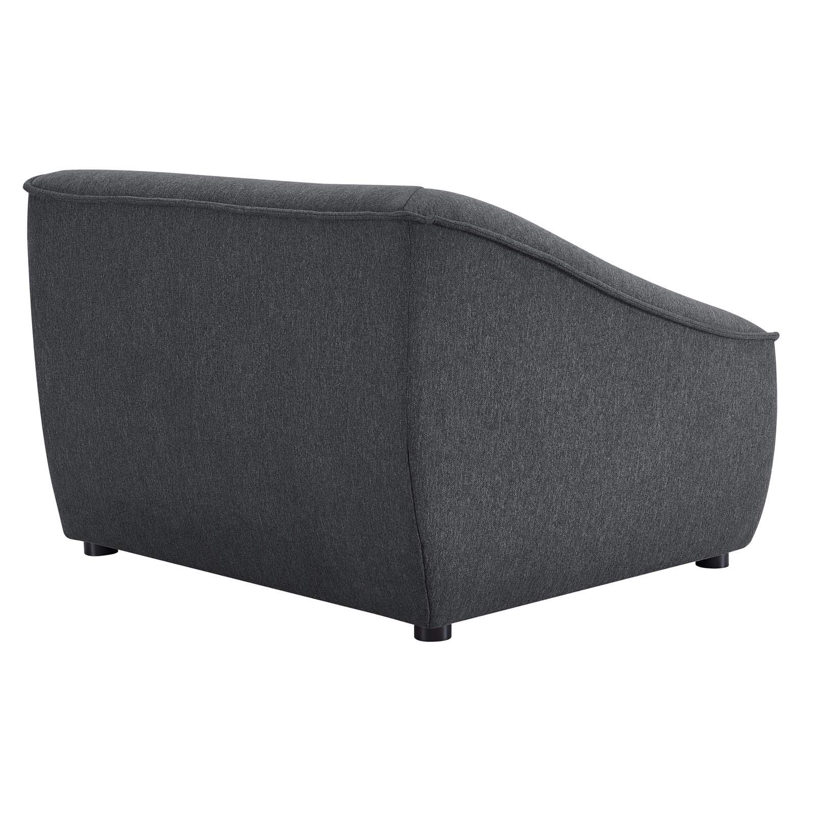 Modway Comprise 4-Piece Fabric Upholstered Sectional Sofa with Chaise Lounge - Charcoal Gray - Modern Living Room Furniture for Small Spaces & Apartments
