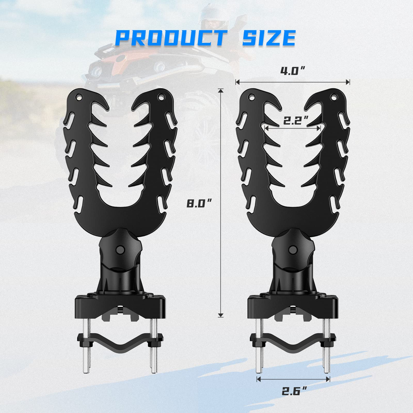 KEMIMOTO ATV Tool Holder - Heavy Duty Hunting Tool Mount with Rubber Straps, Bow Rack Grips for Hunting Bike, Treestand & Mobility Scooter - Perfect for Outdoor Adventures & Off-Road Vehicle Accessories
