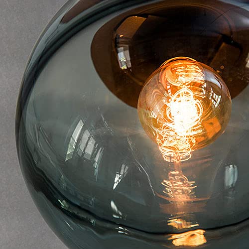 Nordic Blue Glass Pendant Light - Siet Globe Hanging Chandelier with E27 Socket for Kitchen Island, Dining Room, Living Room & Bedroom | Modern Scandinavian Ceiling Lamp for Home Decor & Ambient Lighting