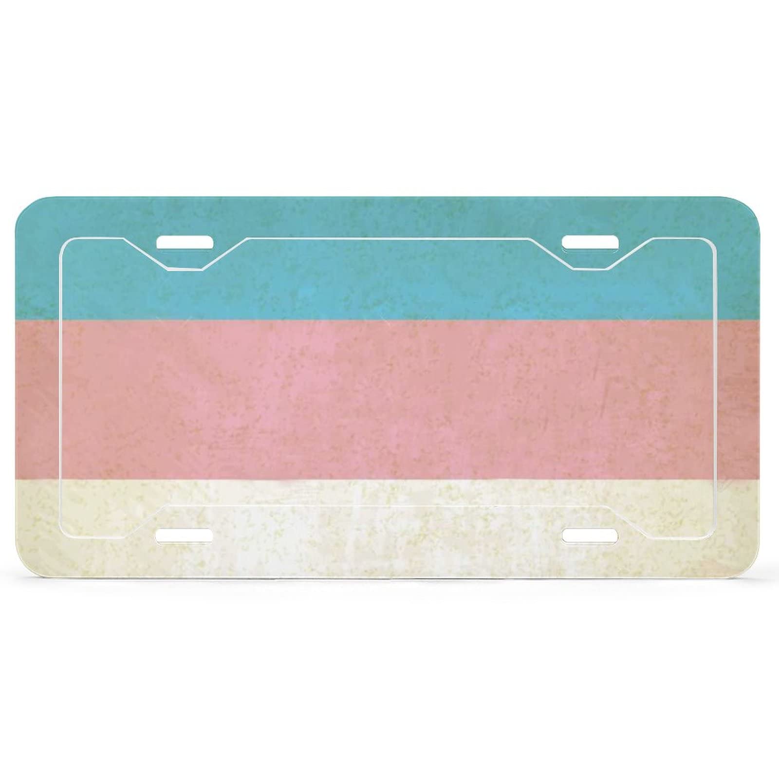Vintage Transgender Flag Aluminum License Plate Cover - Funny Car Tag Holder with 4 Holes & Screws - Perfect for LGBTQ+ Pride Supporters and Car Enthusiasts