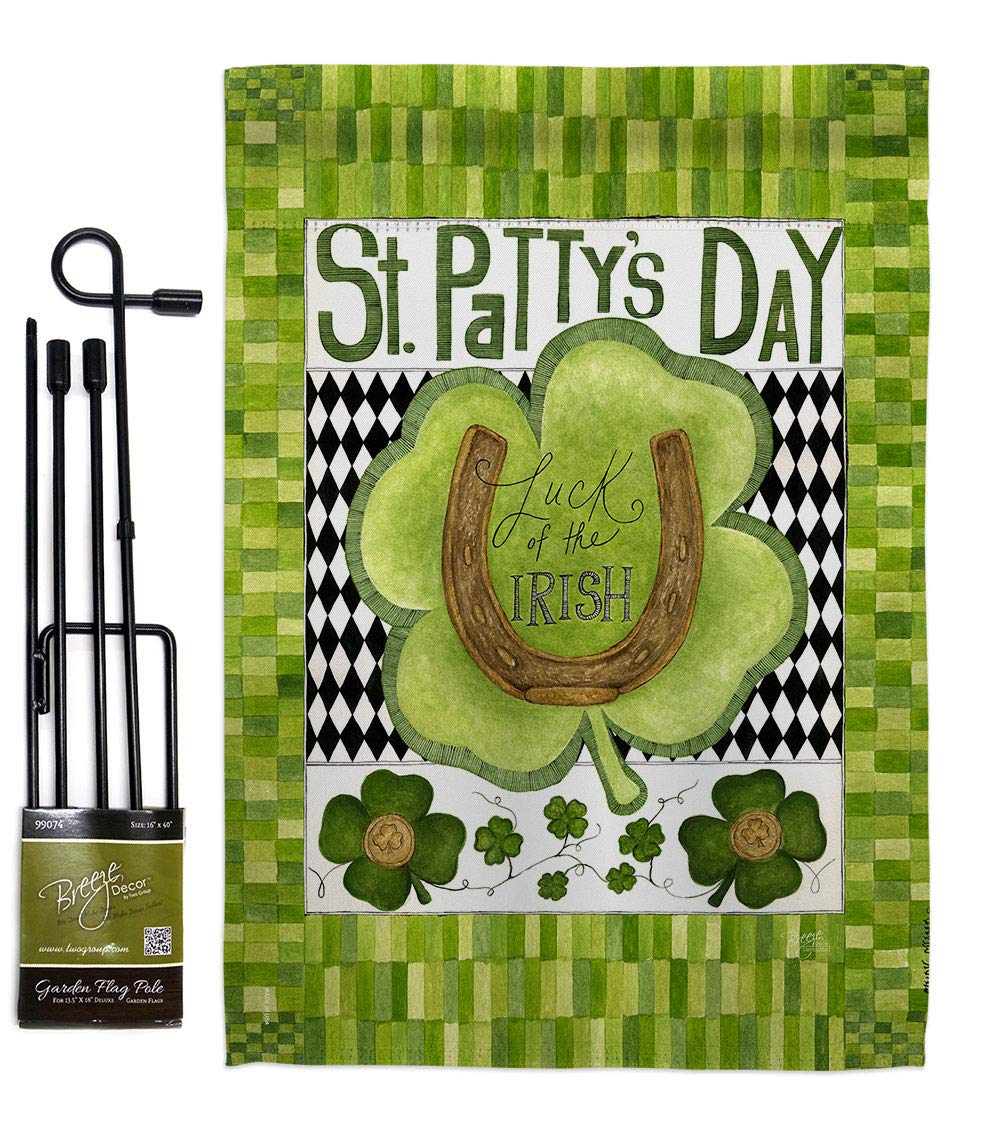 Luck of The Irish Clover St Patrick's Garden Flag 13x18.5