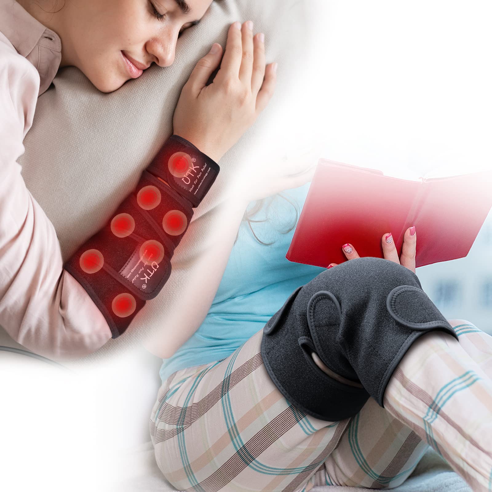 UTK Far Infrared Heating Pad for Back, Shoulder & Knee Pain Relief - Adjustable Wrap for Arthritis, Muscle Soreness & Joint Pain - Perfect for Home, Office & Travel Use