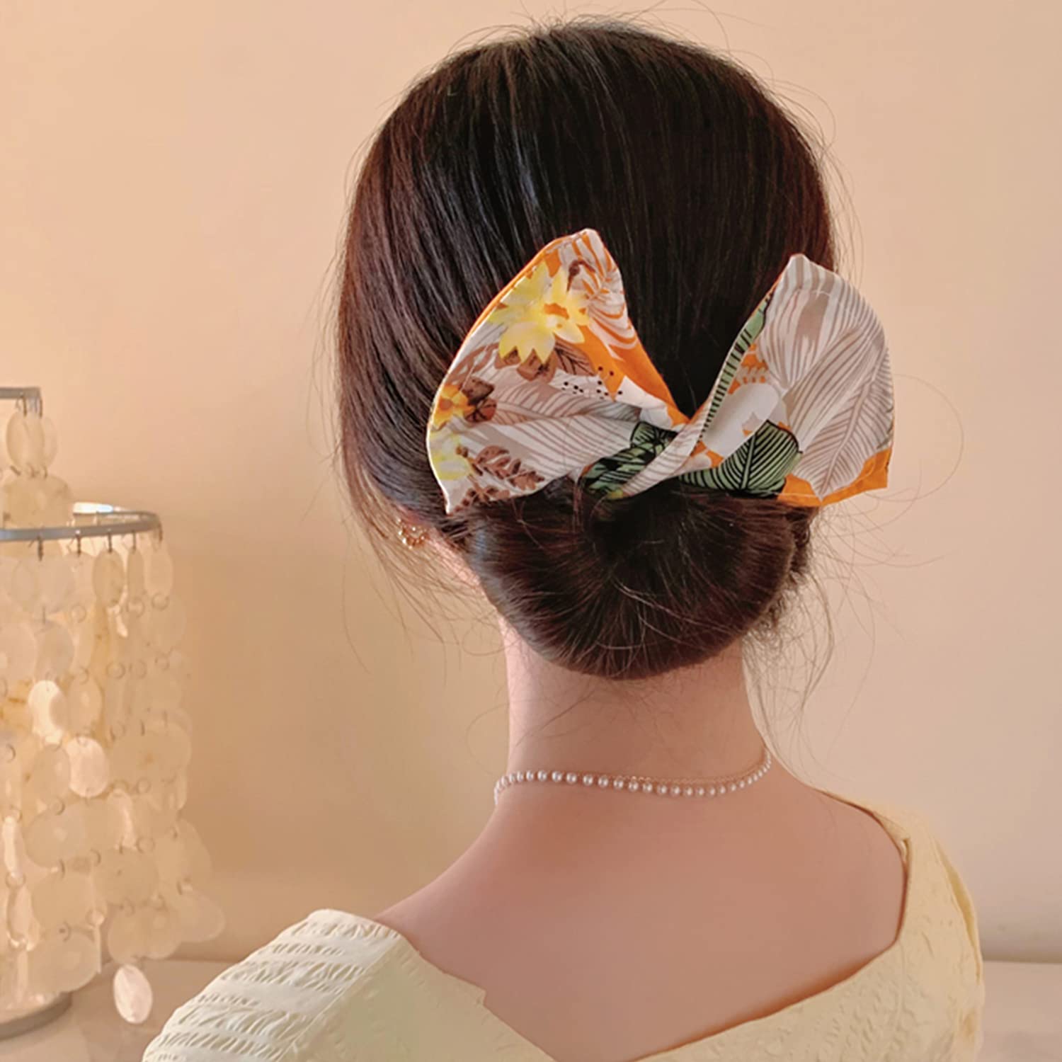 Adurself 6-Pack Reusable Boho Flower Print Hair Bun Maker Set – Magic Clip Bun Shaper for French Twist & Updo Hairstyles | Perfect Hair Styling Tool for Women & Girls | Great for Weddings, Parties & Everyday Use