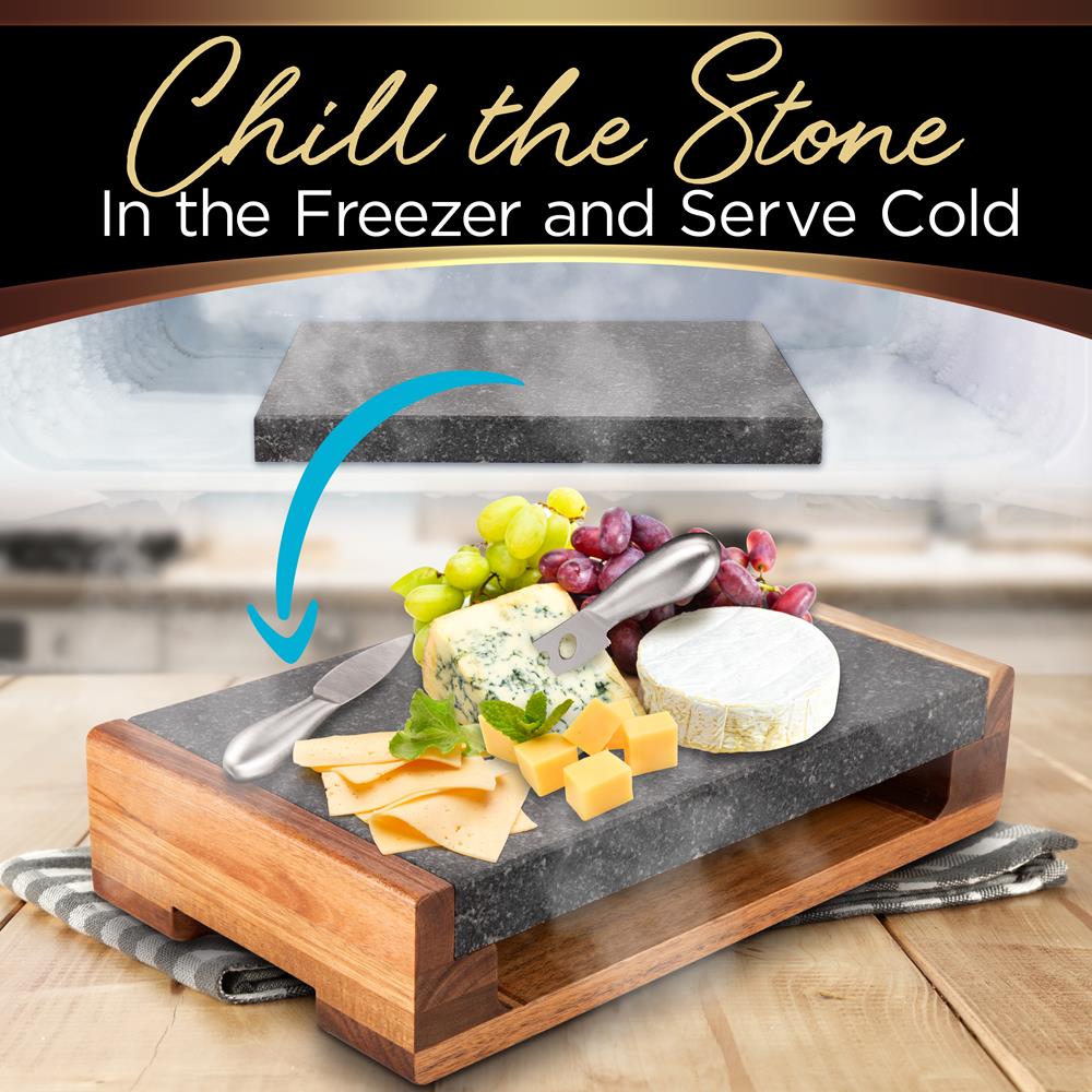Premium Natural Granite Stone Sizzling Platter Set - Perfect for Sizzling Steak, Seafood & Hot Stone Cooking at Home or Restaurant
