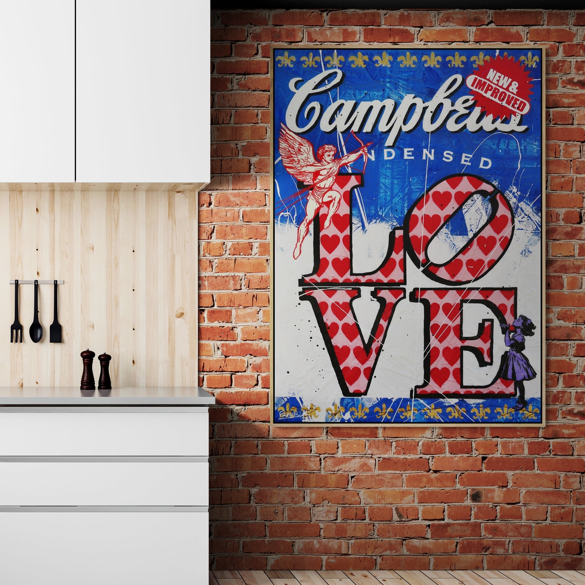 Campbell's Soup Textured Urban Pop Art Painting - 100cm x 140cm Canvas Wall Decor for Living Room, Bedroom & Office | Andy Warhol Inspired Modern Artwork