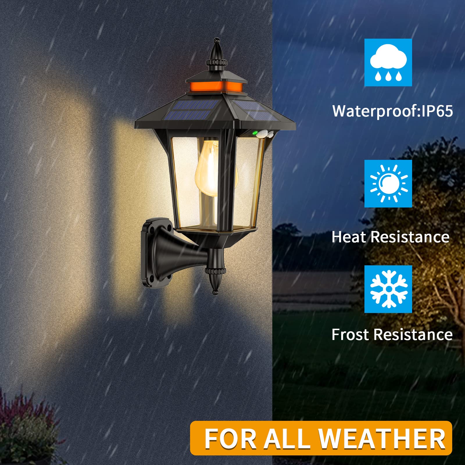 Aqonsie Solar Outdoor Porch Lights - 3 Lighting Modes, Motion Sensor, Waterproof Wall Sconce - Perfect for Barn, Shed, Yard, Garage & Chicken Coop - Enhance Your Outdoor Decor & Security
