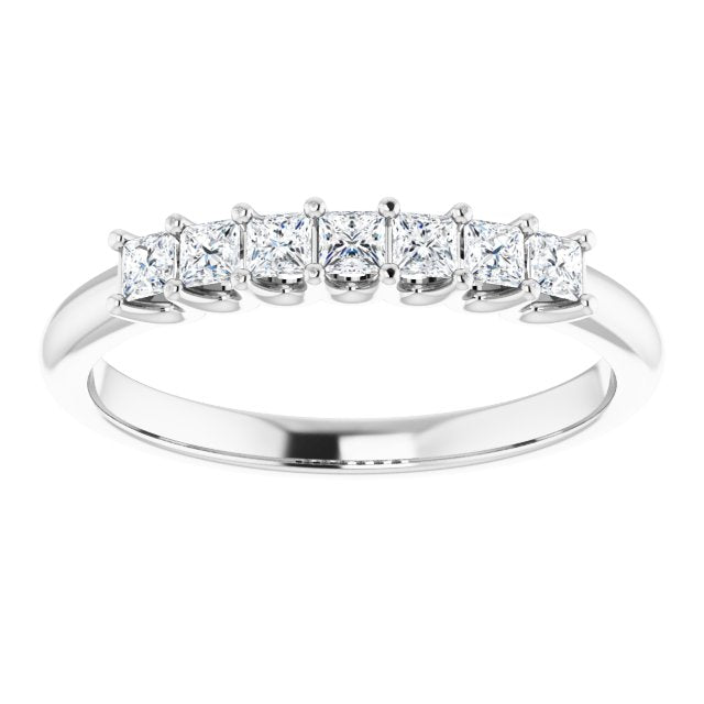 0.42 Carat Princess Cut Diamond Wedding Band - 7 Stone Anniversary Ring for Women - Elegant Bridal Jewelry Gift for Wife, Fiancee, Girlfriend - Perfect for Engagement, Proposal, Valentine's Day & Special Occasions