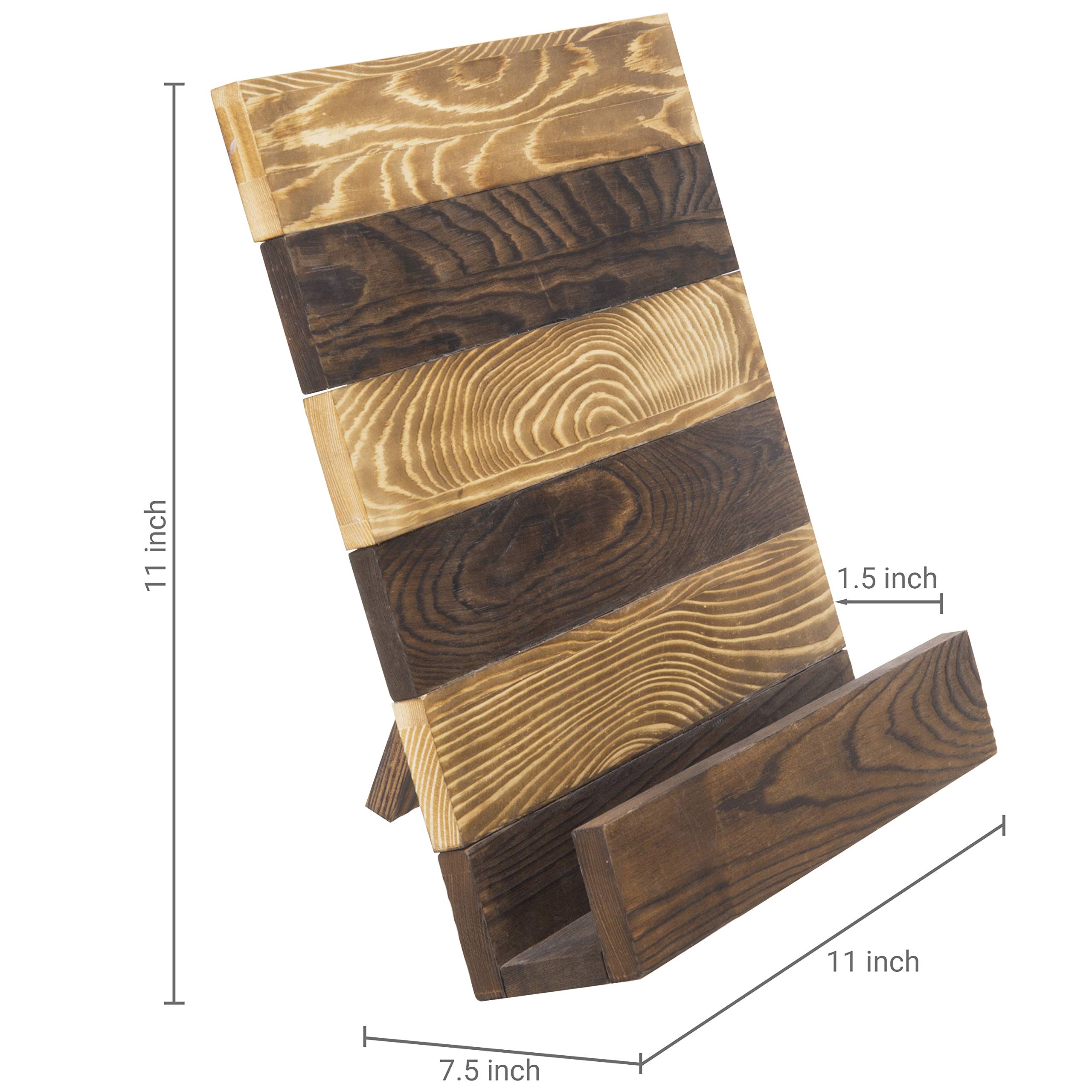 Rustic Brown Wood Cookbook Stand for Kitchen Counter - Farmhouse Style Recipe Book Holder with Kickstand - Perfect for Baking, Cooking & Displaying Cookbooks in Home Kitchen