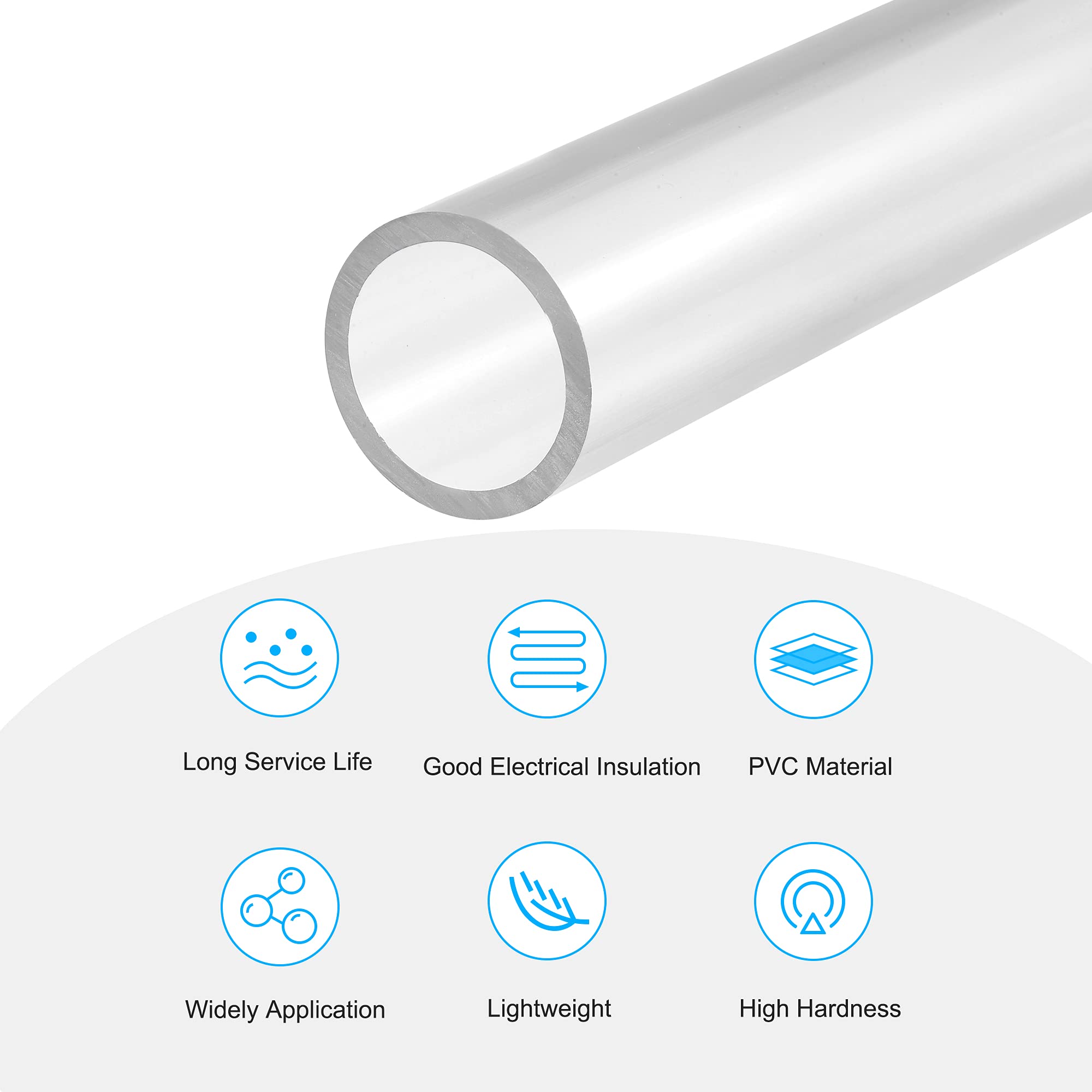 MECCANIXITY Clear PVC Rigid Round Pipe - 25.6mm ID, 32mm OD, 0.3m Length - High Transparency Water Pipe for Aquariums, Fish Tanks, Hydroponics & DIY Plumbing Projects