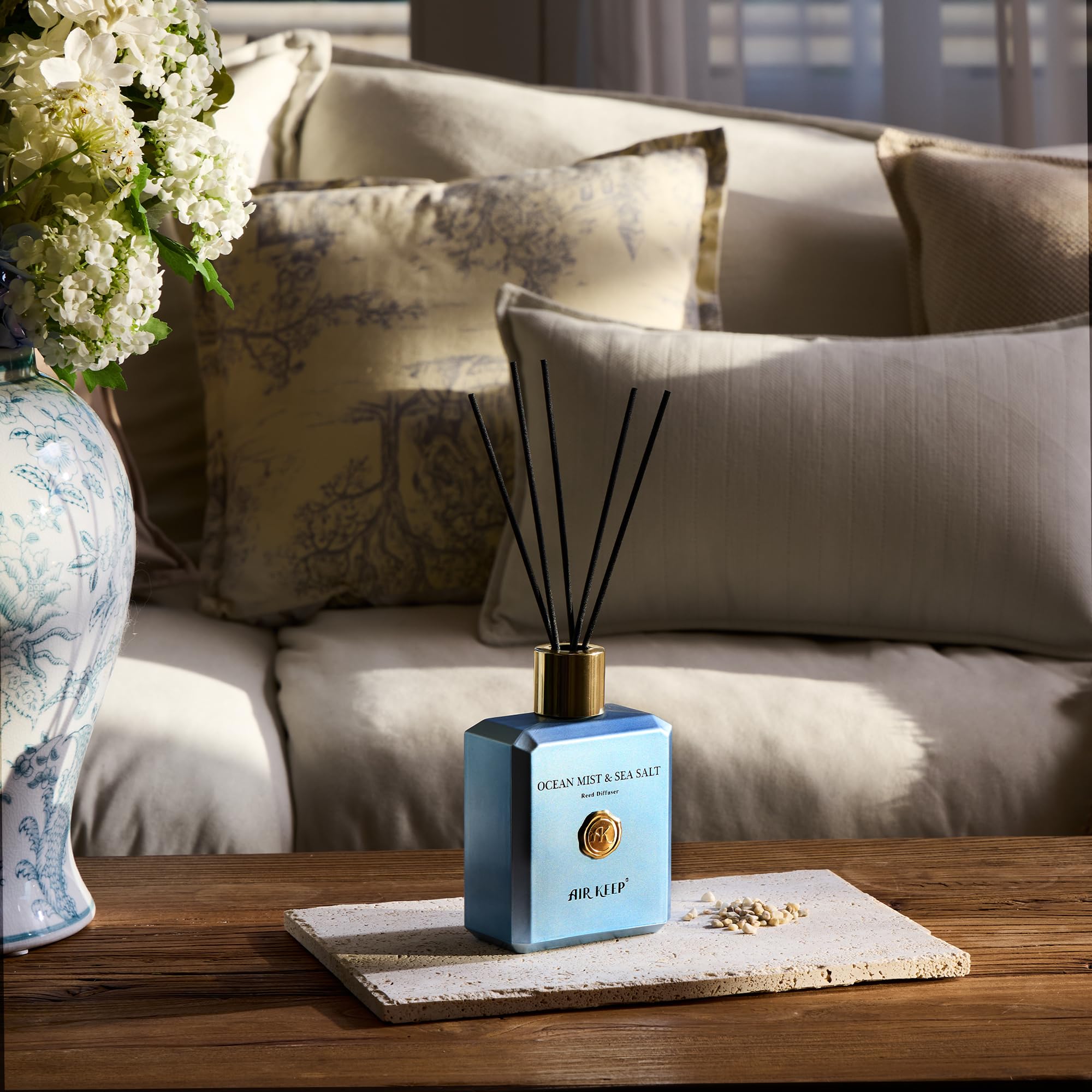 Airkeep 300ml Ocean Mist & Sea Salt Air Freshener Diffuser | Long-Lasting Room Fragrance for Bathroom, Bedroom & Living Space | Home Decor & Aromatherapy Solution for Apartments, Offices & Hotels