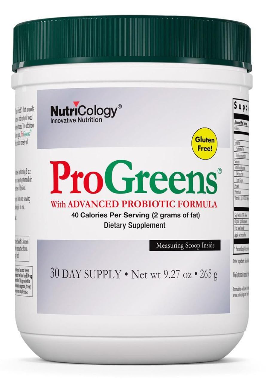 Nutricology ProGreens 265g Organic Superfood Powder - Greens Blend with Probiotics for Digestive Health | Vegan, Gluten-Free Supplement for Energy & Detox | Perfect for Smoothies, Juices & Daily Wellness Routine (30-Day Supply)