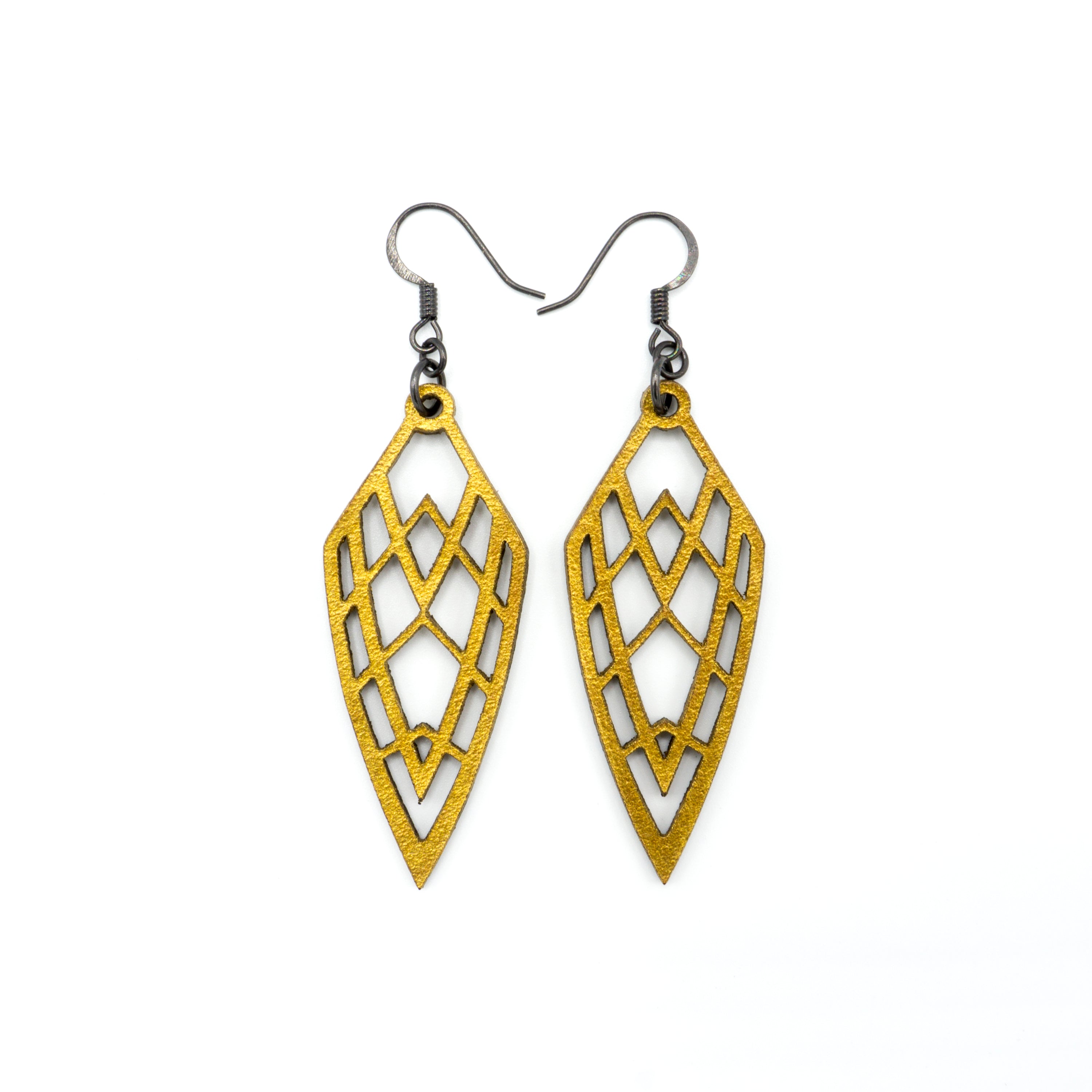 Arrowhead 01 [S] Gold Leather Earrings - Boho Chic Handmade Jewelry for Women, Perfect for Festivals, Parties & Everyday Wear