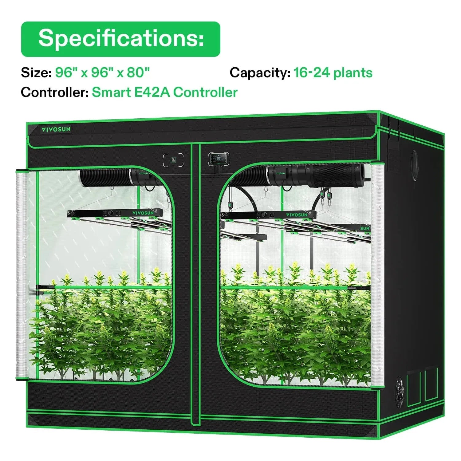 Vivosun Smart Grow Tent Kit Pro - 8' x 8' Hydroponic Indoor Gardening System for 16 Plants | Complete Grow Room Setup for Herbs, Vegetables & Flowers | Perfect for Home Growers & Commercial Use