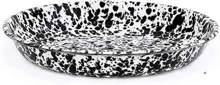 10.5 Inch Black Marble Enamel Pasta Plates - Set of 4, Durable Dinnerware for Italian Cuisine, Perfect for Restaurants, Dinner Parties & Home Dining