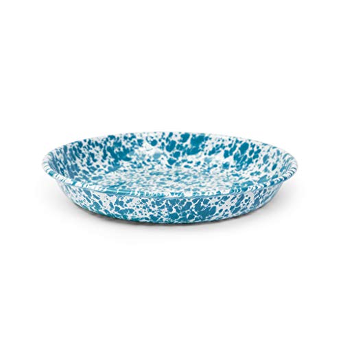 10.5 Inch Enamelware Pasta Plates Set of 4 - Turquoise Marble Design for Italian Dining, Kitchen & Restaurant Serveware | Durable & Stylish Dinner Plates for Pasta, Salad & Appetizers